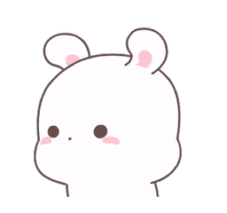 A fluffy white cartoon bunny, blank stare