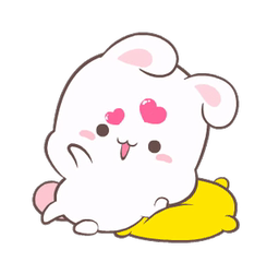 A fluffy white cartoon bunny, daydream