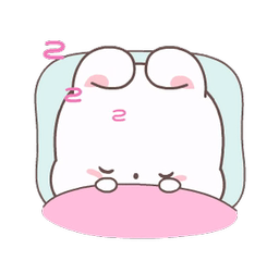 A fluffy white cartoon bunny, good night