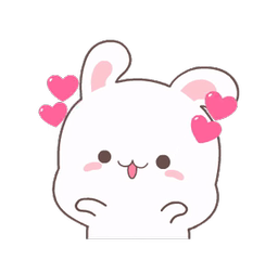 A fluffy white cartoon bunny, in love