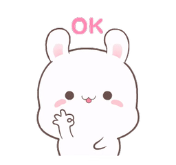 A fluffy white cartoon bunny, ok
