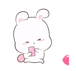 A fluffy white cartoon bunny, on my phone