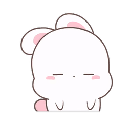 A fluffy white cartoon bunny, quiet