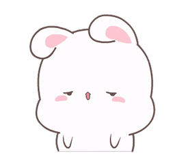 A fluffy white cartoon bunny, sad