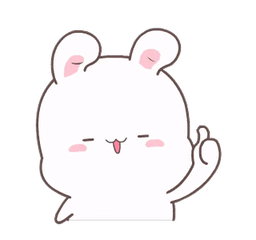 A fluffy white cartoon bunny, waving