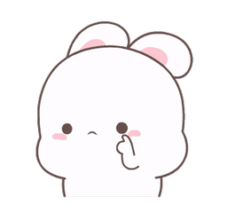 A fluffy white cartoon bunny, worried