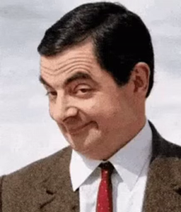 Mr Bean, pleased with himself