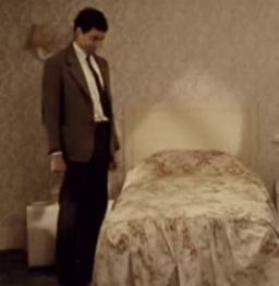 Mr Bean, tidying up