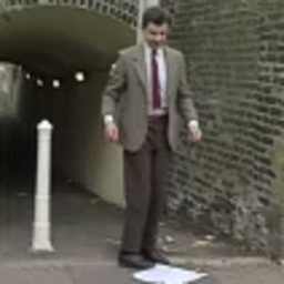 Mr Bean, walking away