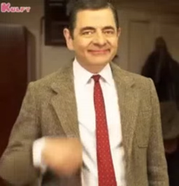 Mr Bean, walks in