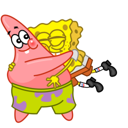 Patrick Star, a pink cartoon starfish, best friends