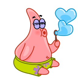 Patrick Star, a pink cartoon starfish, blowing a kiss