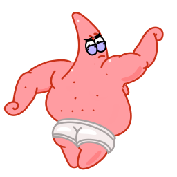 Patrick Star, a pink cartoon starfish, cheeky