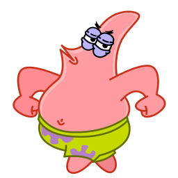 Patrick Star, a pink cartoon starfish, dancing