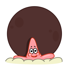 Patrick Star, a pink cartoon starfish, hiding