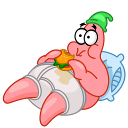Patrick Star, a pink cartoon starfish, lazy day