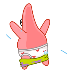 Patrick Star, a pink cartoon starfish, running away