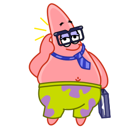 Patrick Star, a pink cartoon starfish, shouting