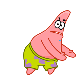 Patrick Star, a pink cartoon starfish, standing around