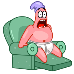 Patrick Star, a pink cartoon starfish, startled
